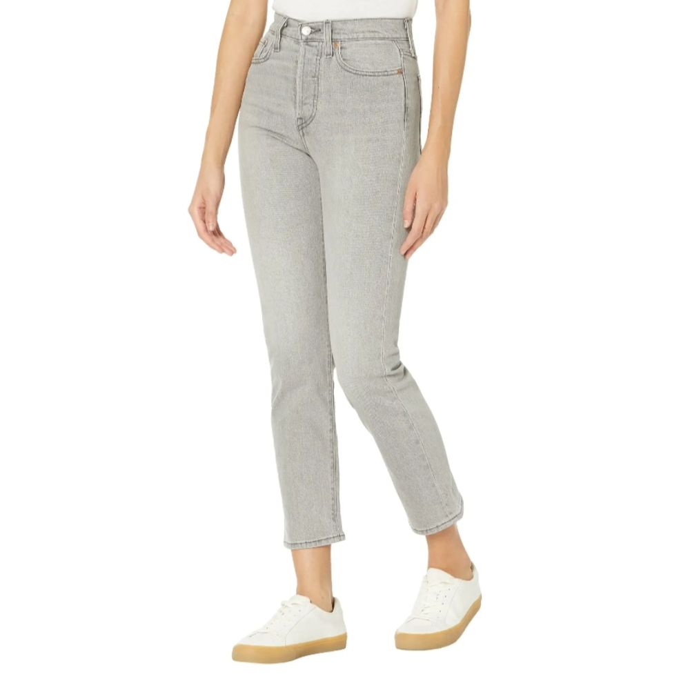 Levi's Wedgie Straight Fit Gray Premium Denim Cropped High Rise Jeans Size 24